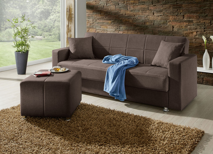Schlafsofas - Klick-Klack-Sofa mit Hocker und Dekokissen, in Farbe BLAU Ansicht 13