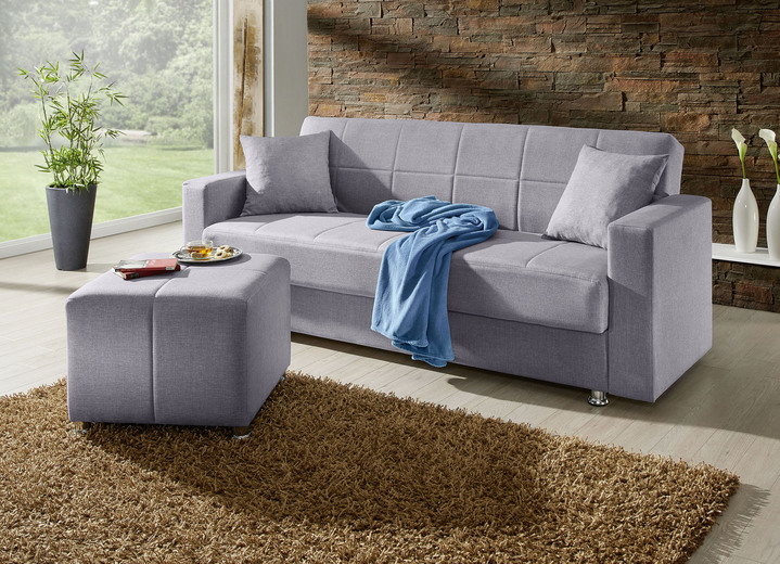Schlafsofas - Klick-Klack-Sofa mit Hocker und Dekokissen, in Farbe BLAU Ansicht 9