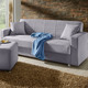 Schlafsofas - Klick-Klack-Sofa mit Hocker und Dekokissen, in Farbe BLAU – Farbe GRAU – Ansicht 1