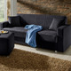 Schlafsofas - Klick-Klack-Sofa mit Hocker und Dekokissen, in Farbe BLAU – Farbe SCHWARZ – Ansicht 1