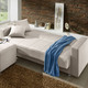 Schlafsofas - Klick-Klack-Sofa mit Hocker und Dekokissen, in Farbe BLAU – Farbe BEIGE – Ansicht 2