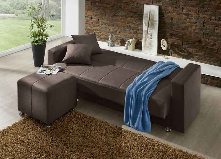 Schlafsofas - Klick-Klack-Sofa mit Hocker und Dekokissen, in Farbe BLAU Ansicht 14