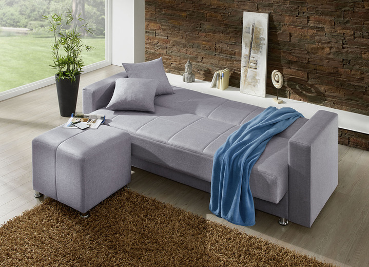 Schlafsofas - Klick-Klack-Sofa mit Hocker und Dekokissen, in Farbe BLAU Ansicht 10