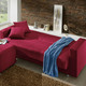 Schlafsofas - Klick-Klack-Sofa mit Hocker und Dekokissen, in Farbe BLAU – Farbe ROT – Ansicht 2
