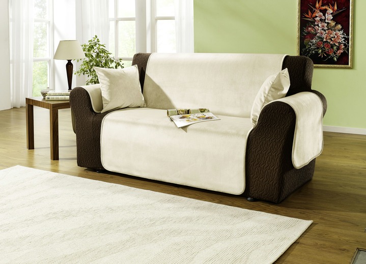 Sessel- & Sofaüberwürfe - Edel und angenehm: Rutschfeste Wohnaccessoires für Sie!, in Größe 101 (Sesselschoner 50x150 cm) bis 905 (2 Kissenbezüge, je 40x 40 cm), in Farbe SAND Ansicht 20