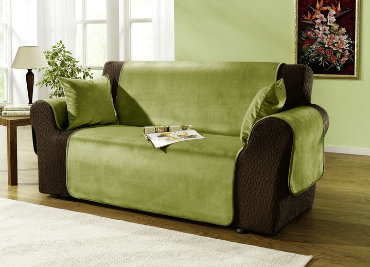 Sessel- & Sofaüberwürfe - Edel und angenehm: Rutschfeste Wohnaccessoires für Sie!, in Größe 101 (Sesselschoner 50x150 cm) bis 905 (2 Kissenbezüge, je 40x 40 cm), in Farbe SAND Ansicht 2