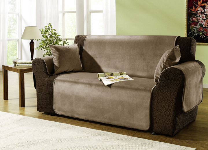 Sessel- & Sofaüberwürfe - Edel und angenehm: Rutschfeste Wohnaccessoires für Sie!, in Größe 101 (Sesselschoner 50x150 cm) bis 905 (2 Kissenbezüge, je 40x 40 cm), in Farbe SAND Ansicht 18
