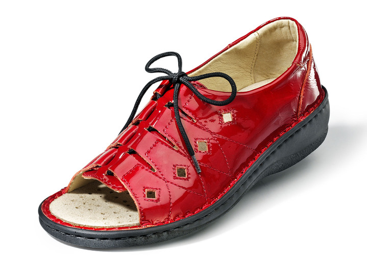 Sandaletten & Pantoletten - Sandalette aus Lackleder, in Größe 036 bis 042, in Farbe ROT Ansicht 1