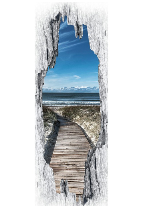 Landschaft - 3D-Tür-Sticker Strand nordisch, in Farbe BLAU Ansicht 2