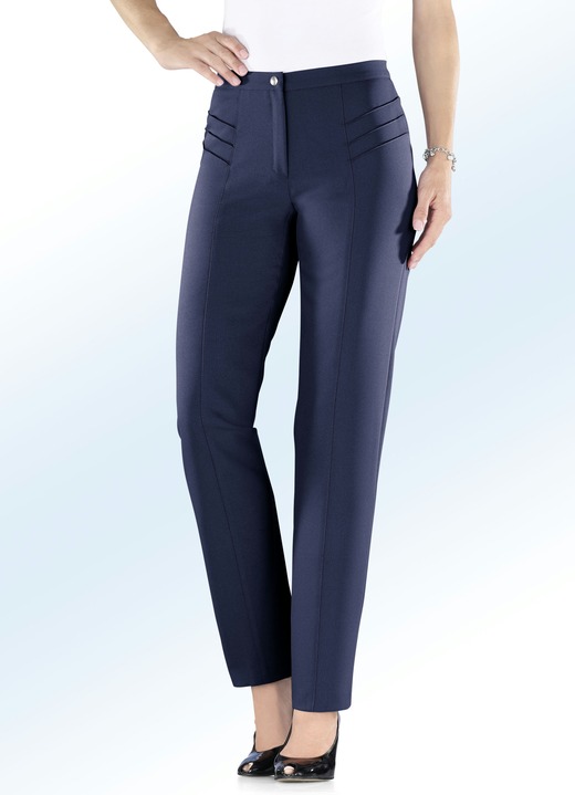 Hosen - Hose mit hübscher Biesenzier, in Größe 018 bis 245, in Farbe MARINE Ansicht 1