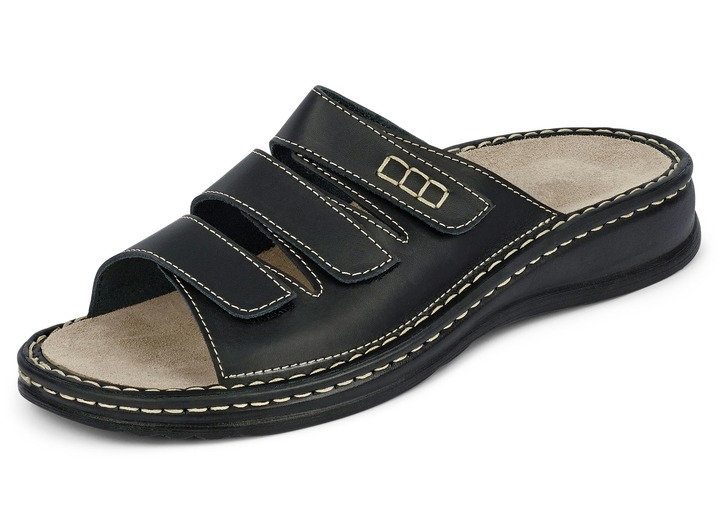 Sandalen & Pantoletten - Mubb, bequeme Herren-Pantoletten, Weite H, mit herausnehmbarem Fußbett, in Größe 040 bis 046, in Farbe SCHWARZ Ansicht 1