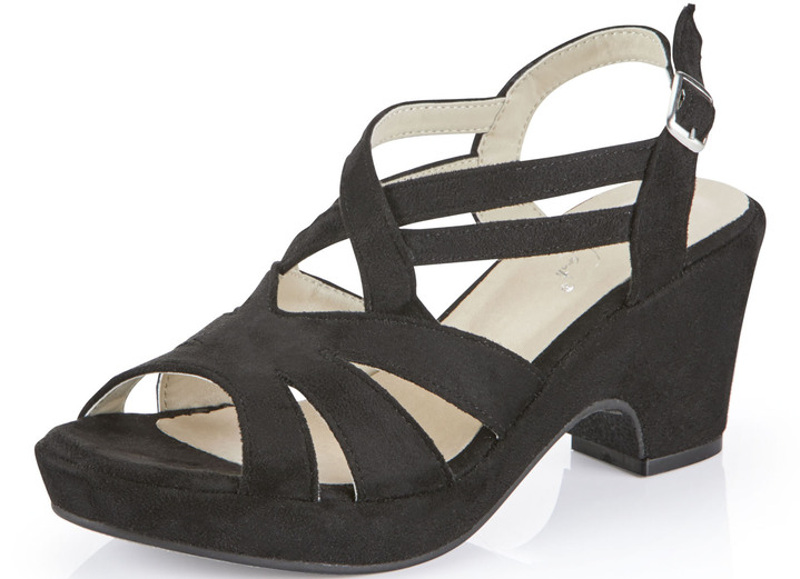 Damen - Andrea Conti Sandalette mit Keilabsatz, in Größe 035 bis 041, in Farbe SCHWARZ Ansicht 1