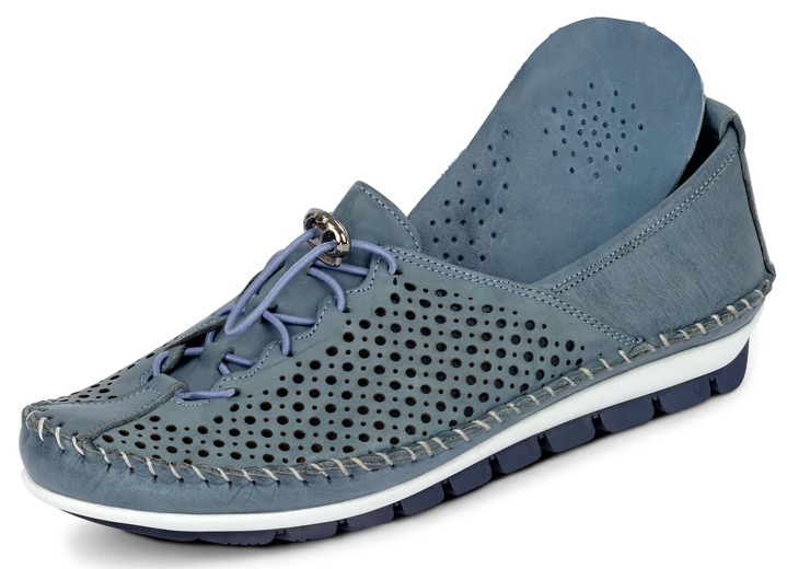 Slipper & Schnürschuhe - Gemini, bequeme Damen-Slipper, Weite G, mit herausnehmbarem Fußbett, in Größe 036 bis 042, in Farbe JEANS Ansicht 2