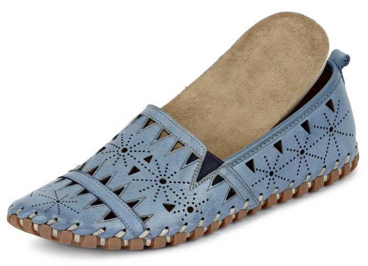 Slipper & Schnürschuhe - Gemini, sommerliche Damen-Slipper, Weite G, mit herausnehmbarem Fußbett, in Größe 036 bis 042, in Farbe JEANS Ansicht 2