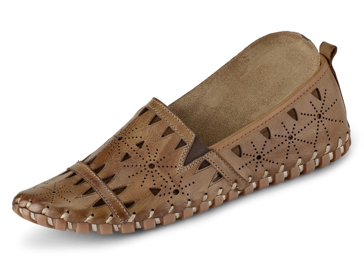 Slipper & Schnürschuhe - Gemini, sommerliche Damen-Slipper, Weite G, mit herausnehmbarem Fußbett, in Größe 036 bis 042, in Farbe COGNAC Ansicht 2