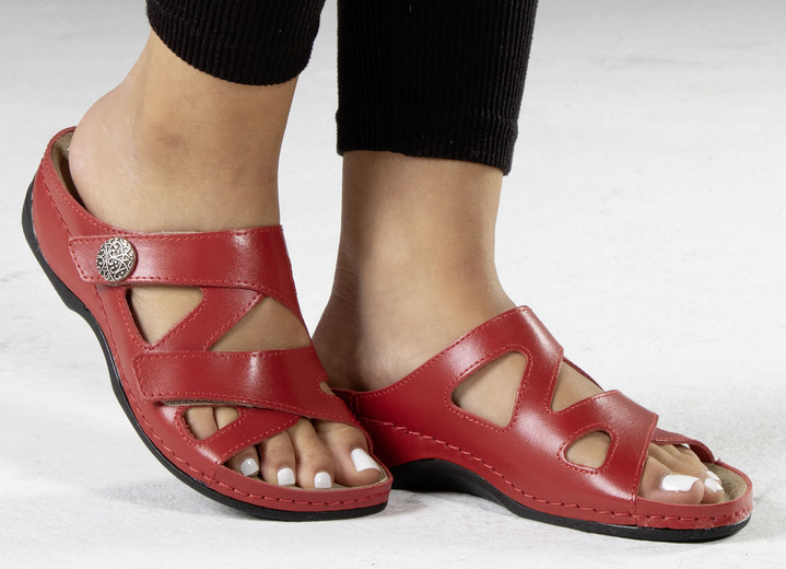 Sandaletten & Pantoletten - ELENA EDEN, bequeme Damen-Pantoletten, Weite G, mit Klettverschluss, in Größe 036 bis 042, in Farbe WEISS Ansicht 5