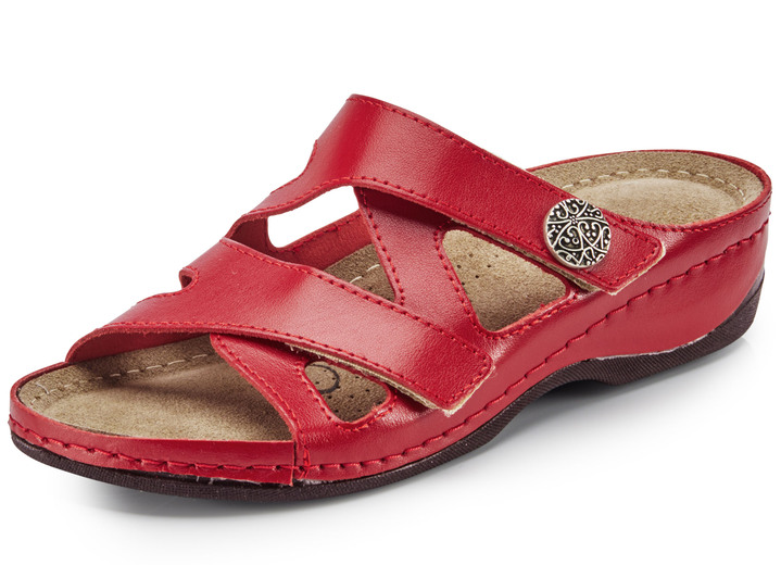 Sandaletten & Pantoletten - ELENA EDEN, bequeme Damen-Pantoletten, Weite G, mit Klettverschluss, in Größe 036 bis 042, in Farbe WEISS Ansicht 2