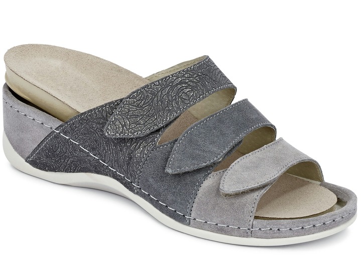 Sandaletten & Pantoletten - Mubb, bequeme Damen-Pantoletten, Weite H, mit herausnehmbarem Fußbett, in Größe 036 bis 042, in Farbe BLAU Ansicht 8