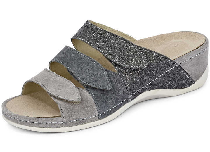 Sandaletten & Pantoletten - Mubb, bequeme Damen-Pantoletten, Weite H, mit herausnehmbarem Fußbett, in Größe 036 bis 042, in Farbe BLAU Ansicht 7