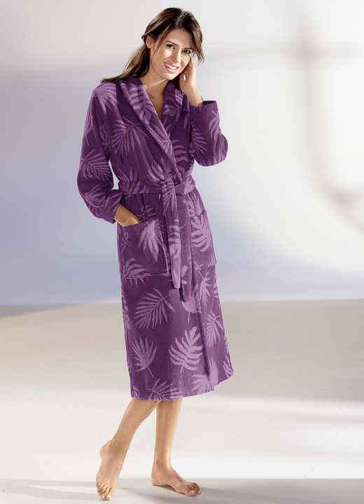 Bademäntel - Bademantel in wadenlanger Form Ansicht 4 Bademäntel - Bademantel in wadenlanger Form, in Größe L (44/46) bis XXL (52/54), in Farbe SILBER-WEISS Ansicht 4