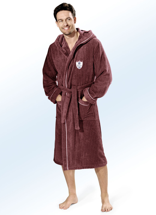 Bademäntel - Bademantel mit Kapuze Ansicht 3 Bademäntel - Bademantel mit Kapuze, in Größe L (52/54) bis XXL (60/62), in Farbe MARINE Ansicht 3