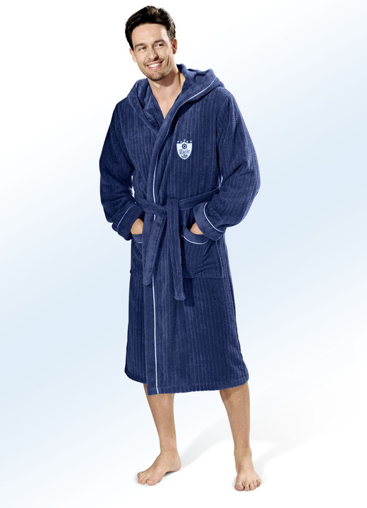 Bademäntel - Bademantel mit Kapuze Ansicht 2 Bademäntel - Bademantel mit Kapuze, in Größe L (52/54) bis XXL (60/62), in Farbe GRAFIT Ansicht 2