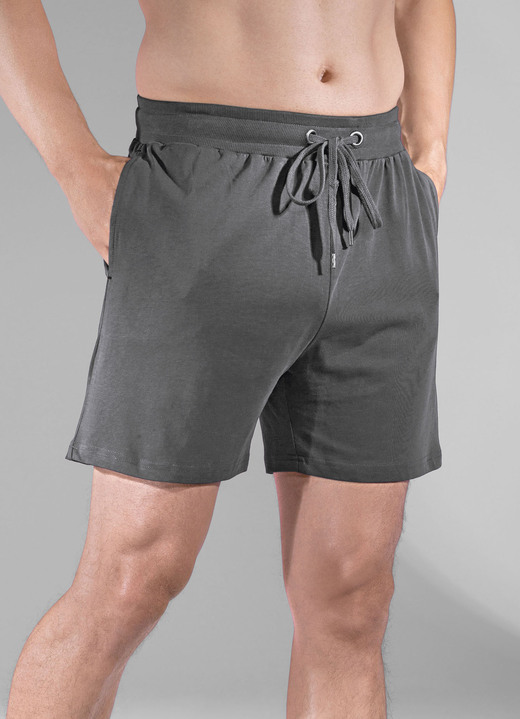 Shortys - Zweierpack Schlaf- und Freizeithosen kurz mit Durchzugsband, in Größe 046 bis 062, in Farbe 1X SCHWARZ, 1X GRAFIT Ansicht 5