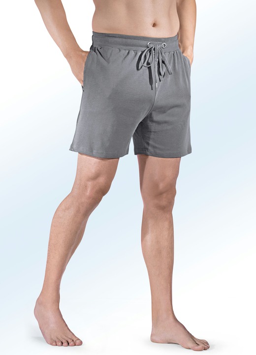 Shortys - Zweierpack Schlaf- und Freizeithosen kurz mit Durchzugsband, in Größe 046 bis 062, in Farbe 1X PETROL, 1X ANTHRAZIT Ansicht 6