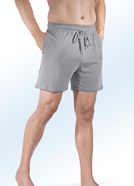 Shortys - Zweierpack Schlaf- und Freizeithosen kurz mit Durchzugsband, in Größe 046 bis 062, in Farbe 1X SCHWARZ, 1X GRAFIT Ansicht 4