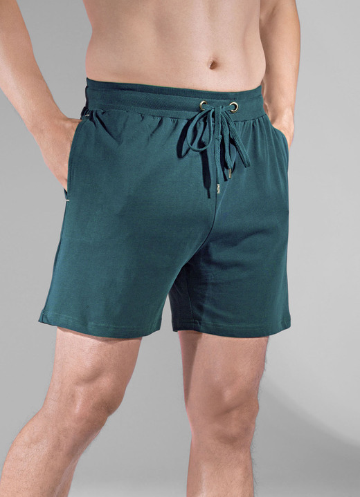 Shortys - Zweierpack Schlaf- und Freizeithosen kurz mit Durchzugsband, in Größe 046 bis 062, in Farbe 1X PETROL, 1X ANTHRAZIT Ansicht 2