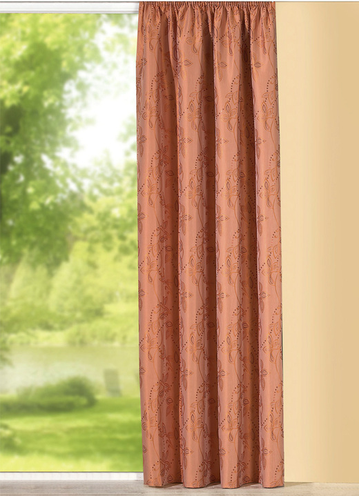 Klassisch - Übergardine mit Blatt-Musterung, in Größe 358 (H145xB140 cm) bis 456 (H245xB140 cm), in Farbe NATUR Ansicht 7