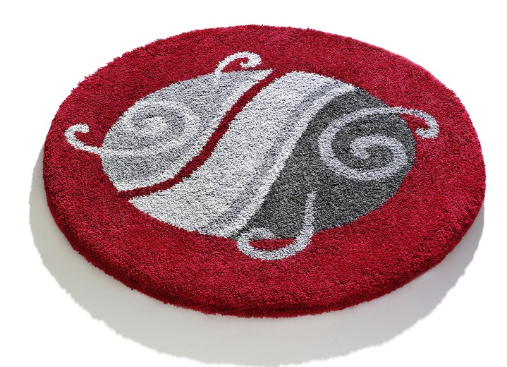 Badgarnituren - Badgarnitur mit 20 mm Florhöhe von Grund, in Größe 100 (Vorleger halbrund, 50/ 80 cm) bis 109 (Hänge-WC-Vorleger, 50/ 50 cm), in Farbe ROT-GRAU Ansicht 4