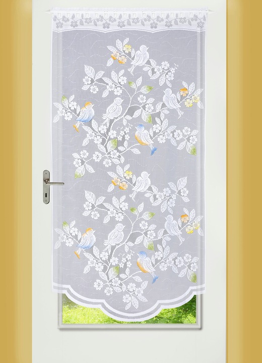 Klassisch - Fenster- und Türbehang Vögelchen, verschiedene Farben Ansicht 3 Klassisch - Fenster- und Türbehang Vögelchen, verschiedene Farben, in Größe 309 (2xH 80xB40 cm) bis 349 (H180xB90 cm), in Farbe WEISS Ansicht 3