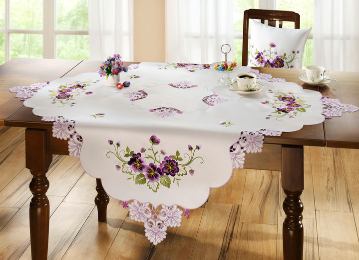 Heimtextilien - Tisch- und Raumdekoration mit Blüten in Spitzen-Optik, in Größe 102 (Läufer, 40/ 85 cm) bis 404 (Kissenbezug, 40/ 40 cm), in Farbe SEKT Ansicht 3