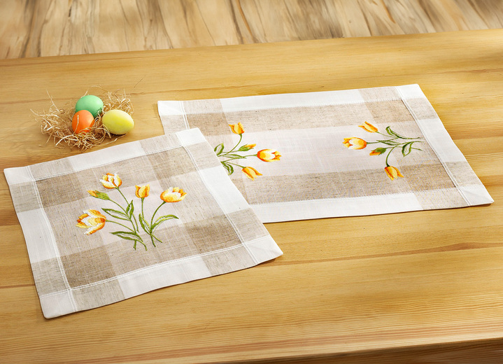Heimtextilien - Tisch- und Raumdekoration mit Tulpen und Schmetterlinge, in Größe 102 (Läufer, 40/ 85 cm) bis 404 (Kissenbezug, 40/ 40 cm), in Farbe SEKT Ansicht 4