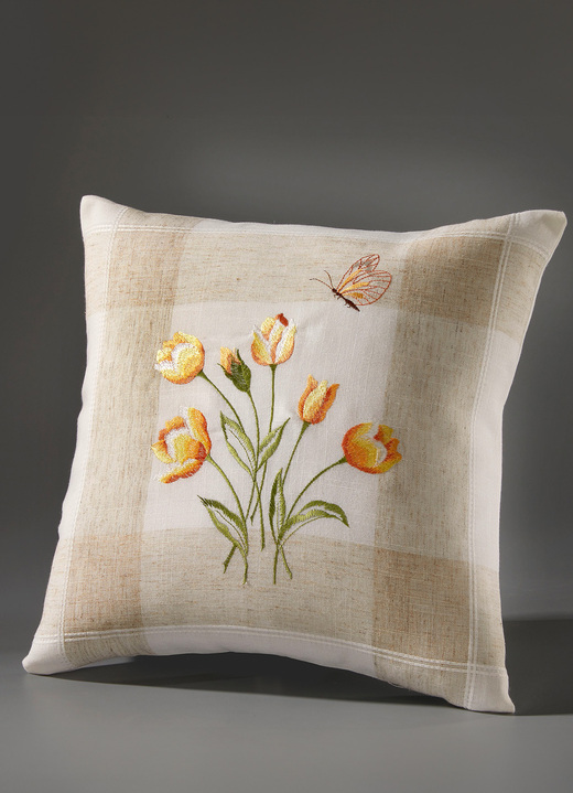 Heimtextilien - Tisch- und Raumdekoration mit Tulpen und Schmetterlinge, in Größe 102 (Läufer, 40/ 85 cm) bis 404 (Kissenbezug, 40/ 40 cm), in Farbe SEKT Ansicht 5