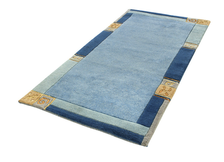 Teppiche - Handgeknüpfte Brücken und Teppiche in hochwertiger Qualität, in Größe 101 (Brücke, 40x 60 cm) bis 304 (Teppich rund, ø 150 cm), in Farbe BLAU Ansicht 1