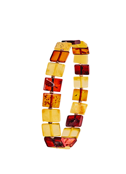Armbänder - Tolles Armband mit echten bunten Bernstein-Quadraten Ansicht 2 Armbänder - Tolles Armband mit echten bunten Bernstein-Quadraten, in Farbe  Ansicht 2