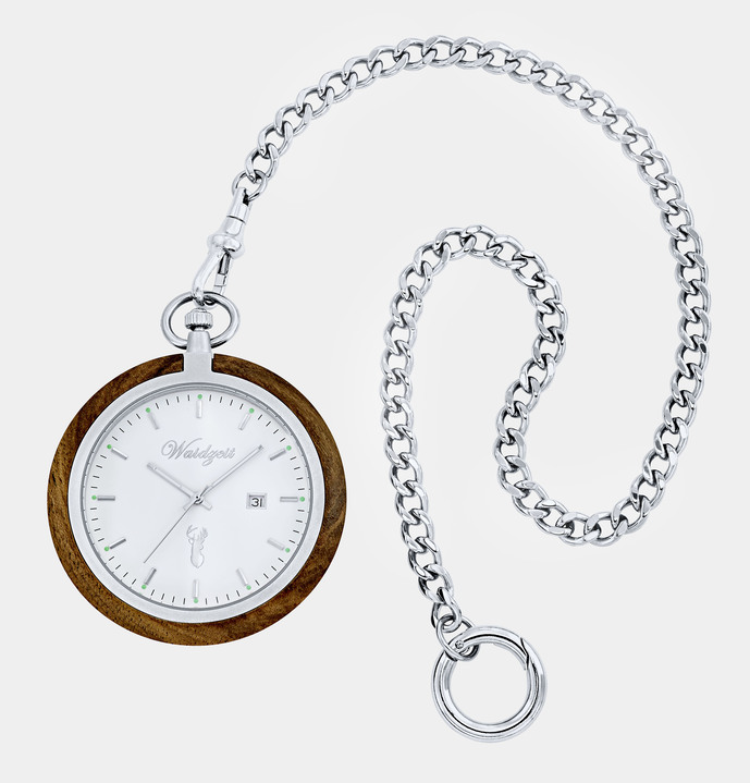 Accessoires - Taschenuhr mit Walnuss und Edelstahl Gehäuse, in Farbe  Ansicht 2