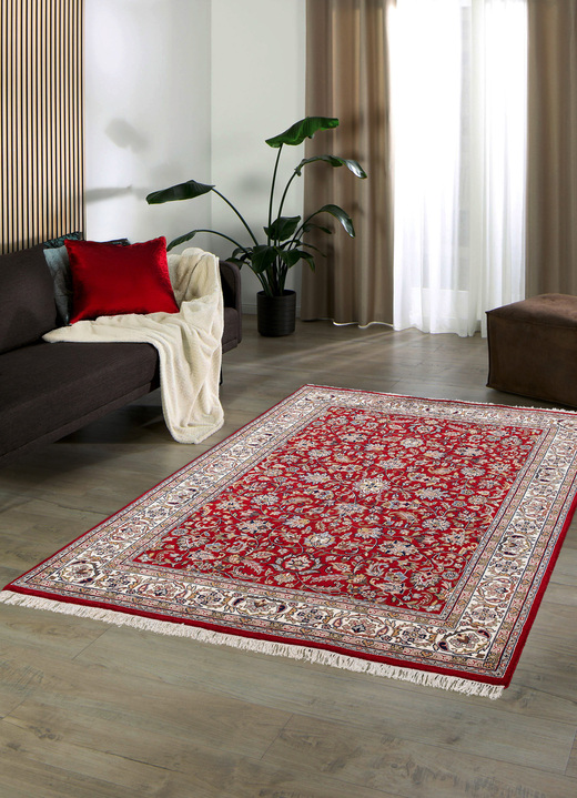 Teppiche - Handgeknüpfte Brücken und Teppiche aus 100% Schurwolle, in Größe 101 (Brücke, 40x 60 cm) bis 292 (Teppich, 250x350 cm), in Farbe ROT Ansicht 1