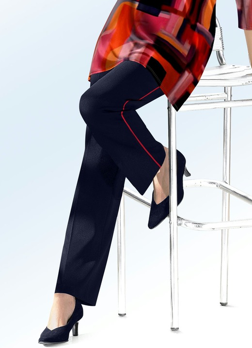 Hosen - Hose mit trendiger Kontrastpaspel, in Größe 020 bis 060, in Farbe SCHWARZ-ECRU Ansicht 11