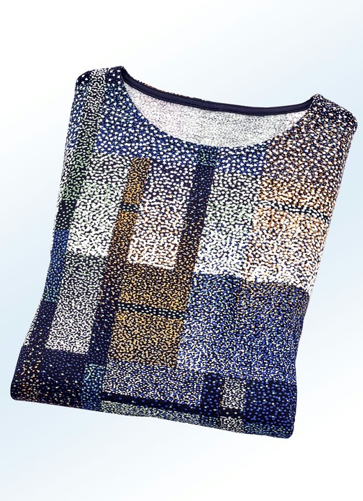 Shirts - Shirt mit farbbrillantem Inkjet-Druck in 2 Farben Shirts - Shirt mit farbbrillantem Inkjet-Druck in 2 Farben, in Größe 038 bis 054, in Farbe ROYALBLAU-BUNT