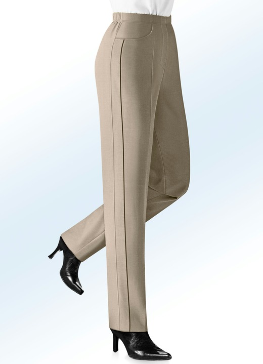 Hosen - Hose mit kontrasfarbener Zierpaspel, in Größe 019 bis 245, in Farbe M''GRAU-SCHWARZ Ansicht 2