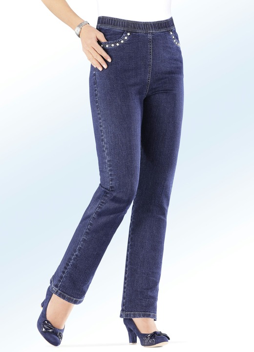 Damen - Jeans in komfortabler Schlupfform, in Größe 019 bis 058, in Farbe DUNKELBLAU Ansicht 1
