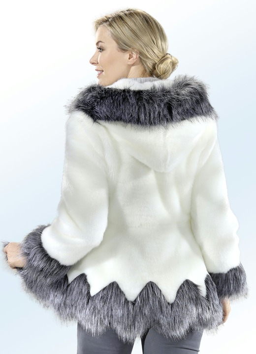 - Jacke mit langflorigen Kunstpelz-Besätzen, in Größe 034 bis 052, in Farbe CREME Ansicht 2