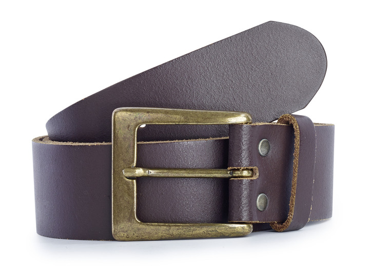 Gürtel - Eleganter Herren-Gürtel, 4 cm breit, in Größe 090 bis 130, in Farbe DUNKELBRAUN Ansicht 1