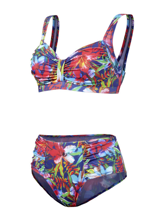 Bikinis - Bikini mit herausnehmbaren Softschalen, Zierschlaufe und Druckdessin allover Ansicht 3 Bikinis - Bikini mit herausnehmbaren Softschalen, Zierschlaufe und Druckdessin allover, in Größe 036 bis 050, in Cup B, in Farbe ROT-BUNT Ansicht 3