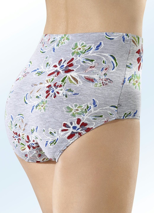 - Viererpack Slips mit Floraldessin, in Größe 038 bis 056, in Farbe GRAU-BUNT Ansicht 2