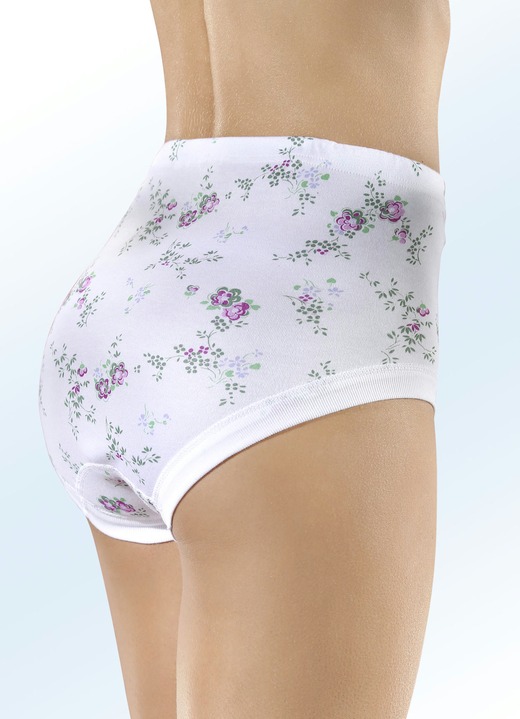 Slips - Fünferpack Slips mit auswechselbarem Gummizug Ansicht 2 Slips - Fünferpack Slips mit auswechselbarem Gummizug, in Größe 040 bis 060, in Farbe WEISS-BUNT BEDRUCKT Ansicht 2
