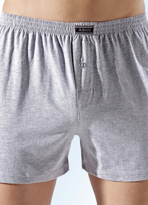 Pants & Boxershorts - Fünferpack Boxershorts aus BIO-Baumwolle mit Eingriff, uni und meliert, in Größe 3XL (9) bis XXL (8), in Farbe 3X SCHWARZ, 2X GRAU MELIERT Ansicht 2